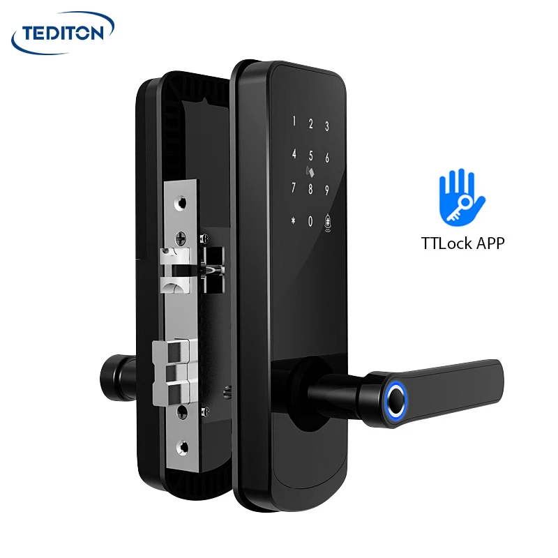 Tediton Digital Electric Fingerprint Handle Smart Door Lock With TTlock APP