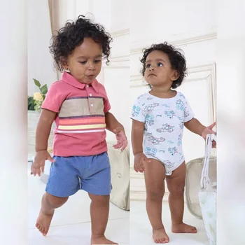 Factory Wholesale 100% Cotton Baby Clothing Sets 3 Pcs Newborn Romper Short T-Shirt Pants for Infants Kids 0-2 Years Summer Sets