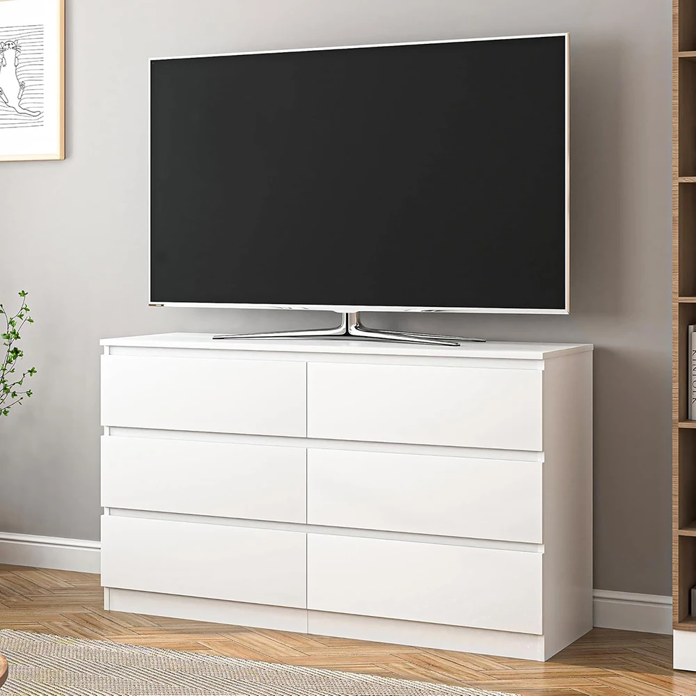 product nu deco luxury white 6 drawer modern double dresser with wide storage for bedroom-2