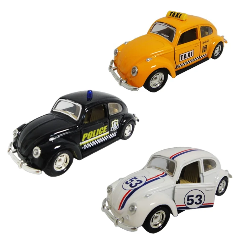 PANDAS 1/36 Scale Vintage Beetle Car Model Diecast Alloy Toy with Pull-Back Function Light Decor for Collection or Decoration
