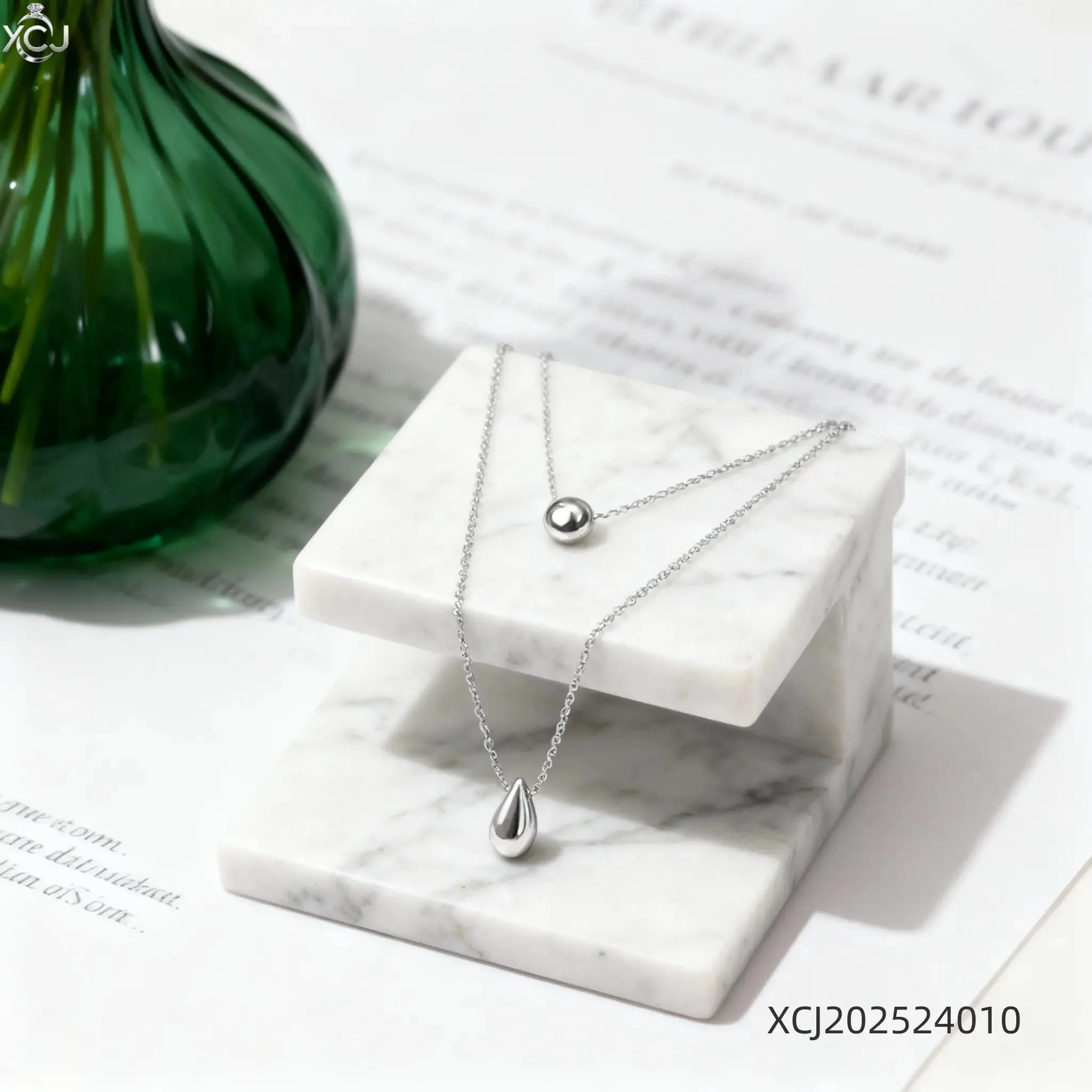 Luxury Double Layer Stainless Steel Waterdrop Necklace