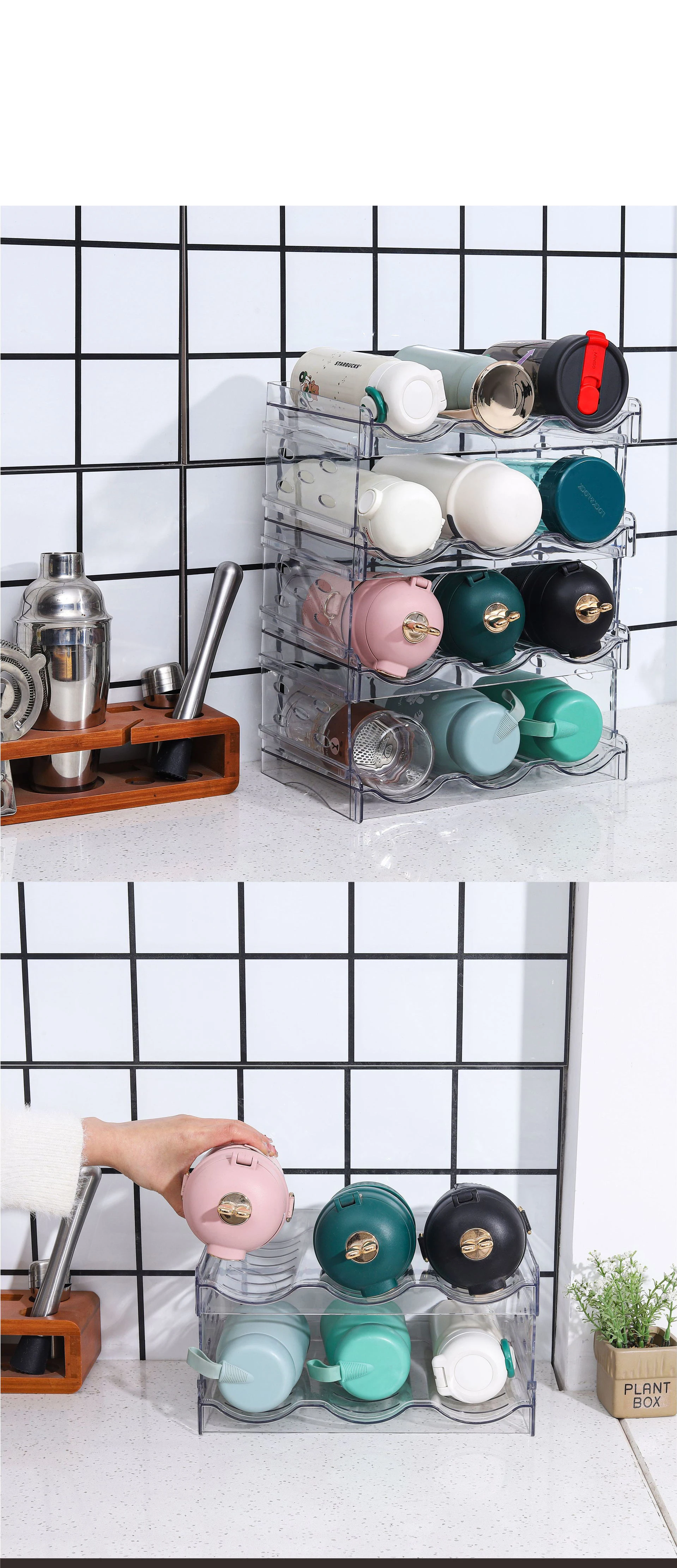 Ds1908 Detachable Plastic Water Bottle Wine Organizer Fridge Organizer