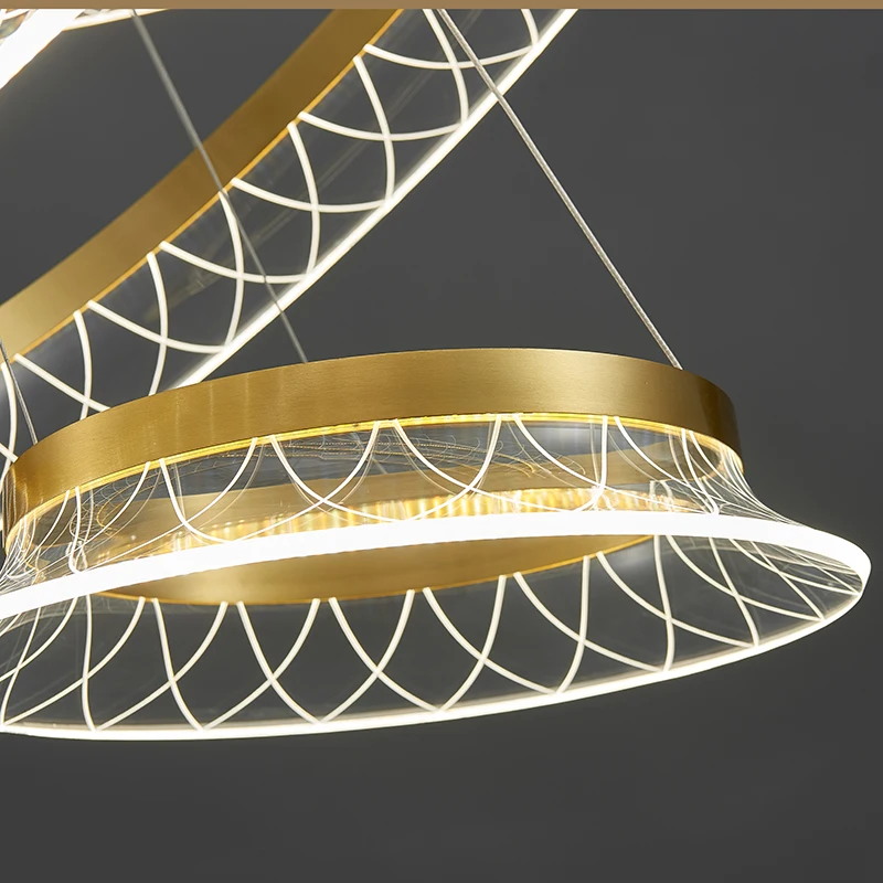 MEEROSEE Chandelier High Ceiling LED Ring Pendant Light for Home Lighting MD87147