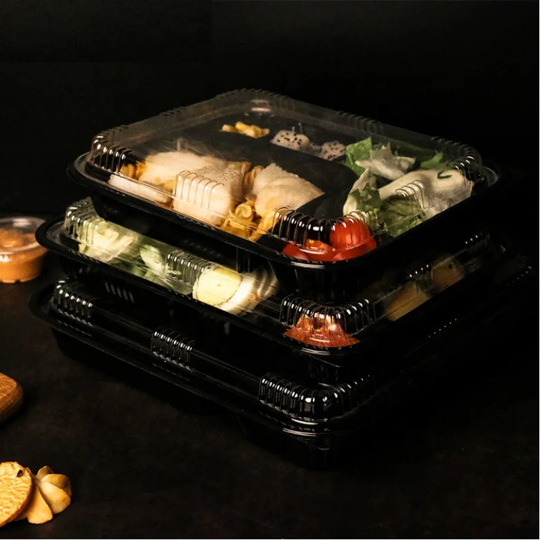 Bento Box J-8305 Black (Set: Tray + Lid) 50pc - On9food