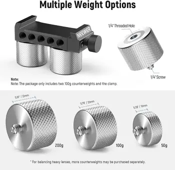 NEEWER Gimbal Counterweights and Clamp Kit, Compatible with   Ronin RS4 Pro RS4 RS3 Pro RS3 RS2 RSC2 ZHIYUN Crane 2S 3S detail image