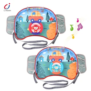 Chengji Car Steering Wheel Safety Seat Tray Green Toys Simulation Driving Game Steering Wheel Toy for Stroller