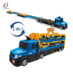 Chengji Plastic Car Kids Toy Container Truck Launcher Plastic Foldable Race Transport Catapult Car Carrier Truck Toy