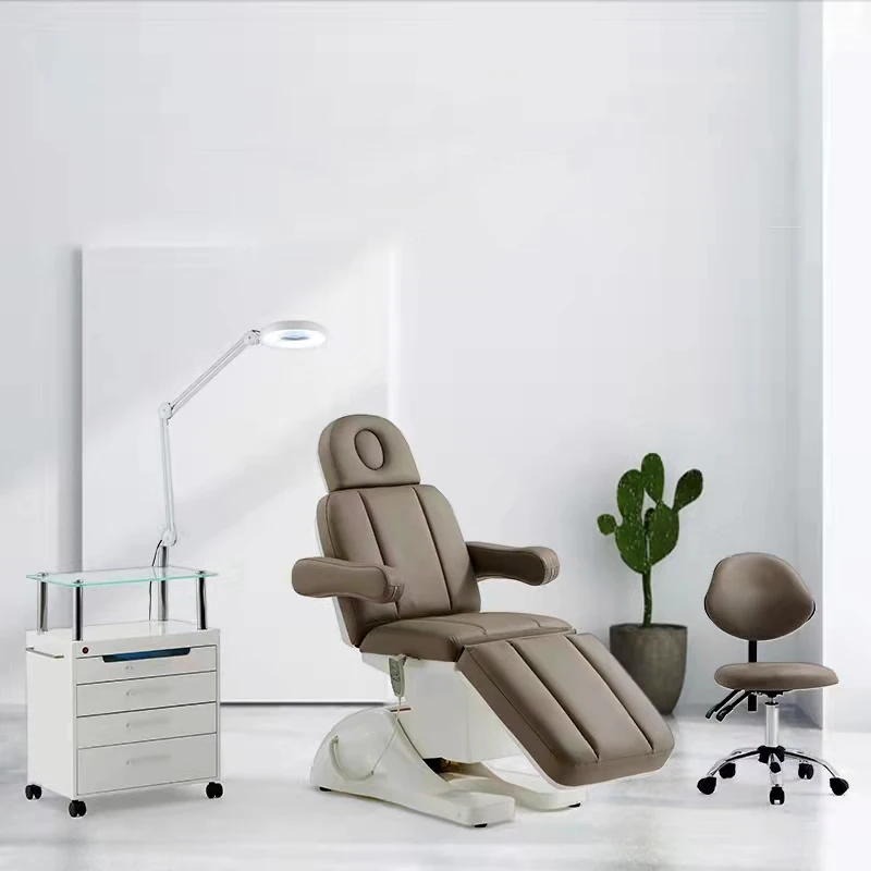 Latest Modern Adjustable Massage Table Brown Electric Lash Tech Bed Aesthetic Clinic Bed Beauty Salon Furniture 190*83*66cm *