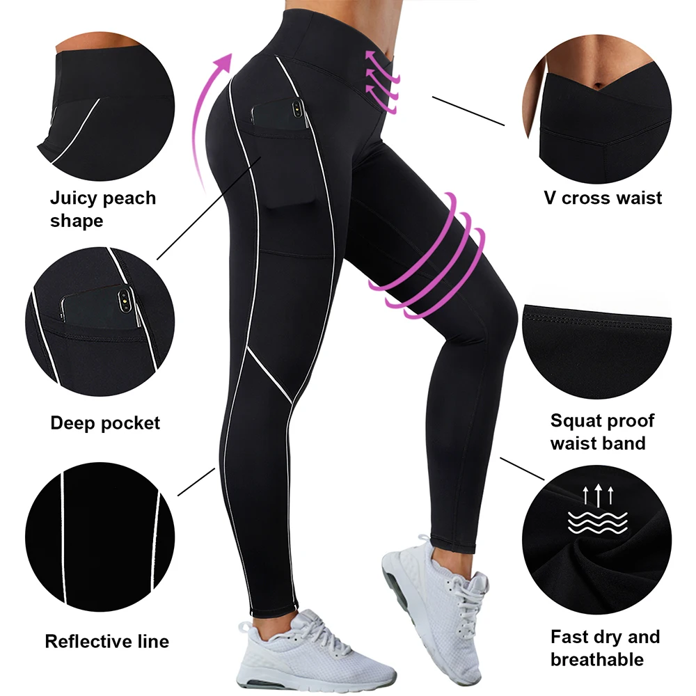 Custom Women V Cross Waist Reflective V Shape Leggings Gym Workout ...