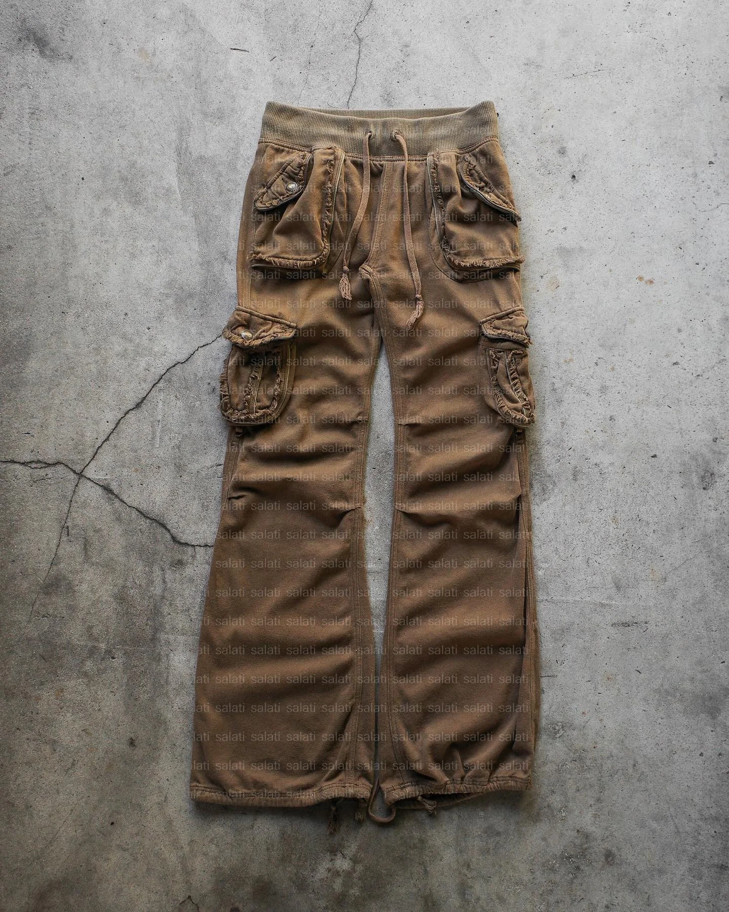 Custom Straight Leg 3D Fur Pockets Nylon Cotton French Terry Baggy Fleece Sweat Trousers Jogger Flared Sweatpants Cargo Pant Men