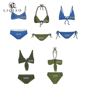 Custom Bikini With Logo Label High Waist Customized Swimwear and Beachwear ODM/OEM One Stop Service Two-piece String Bikini Set
