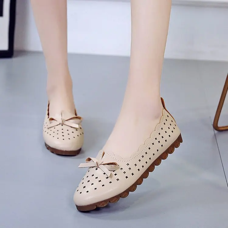 Summer New Wave Dot Mesh Bowknot Women's Single Shoes Flat