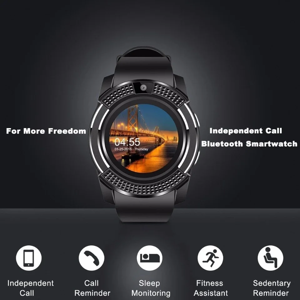 V8 Support Sim Card Round Screen Sports Pedometer Bracelet Call Phone  Android Smart Watch - Buy Touch Screen Smart Watch,Call Mobile Phone Smart  Watches,V8 Support Sim Card Round Screen Sports Pedometer Bracelet