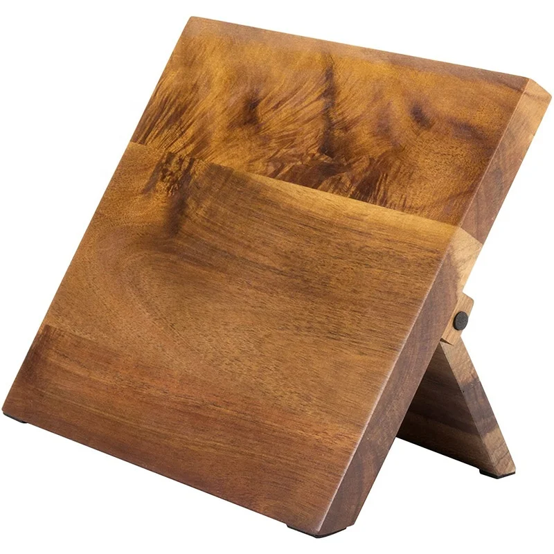 Лидер продаж Amazon, кухонный магнитный держатель для ножей из дерева акации, подставка для ножей