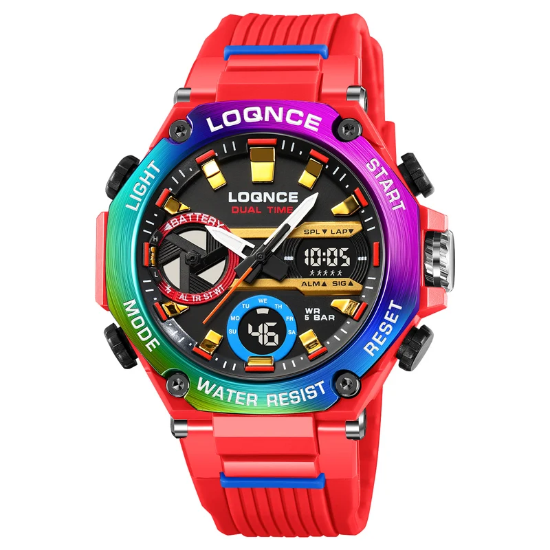 LOQNCE nuovi orologi a doppio Display per uomo cronografo sportivo Casual  orologio da polso con quadrante grande al quarzo orologio digitale