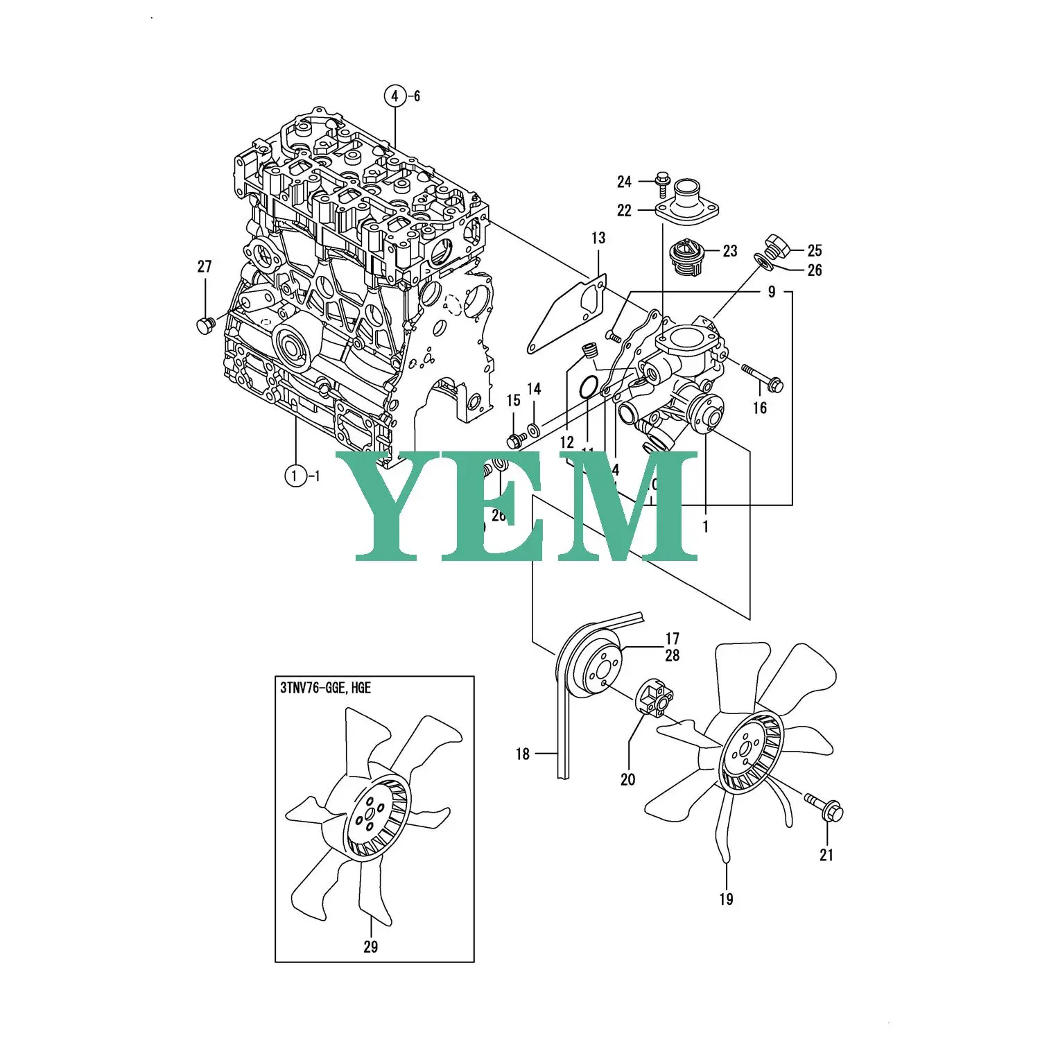3TNV76 V-BELT 25132-003600 for Yanmar 3TNV76-GGE Engine