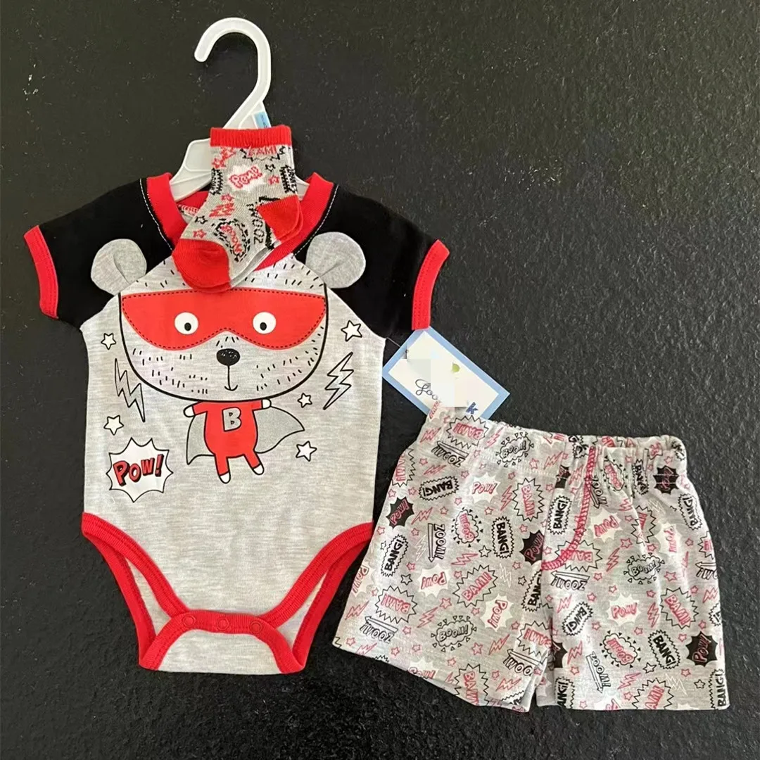 Baby Brand Clothes Cotton Newborn Clothes 3 Pcs Set Boys Baby Romper