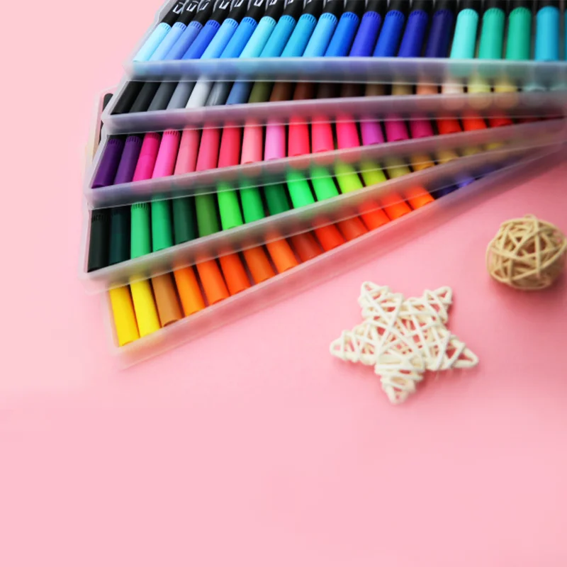 Хит продаж 12/24/36/48 цветов графический эскиз мягкая кисть наконечник цветные маркеры Двухточечные