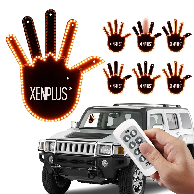 XENPLUS Original Seven 7 Modes Flik Me Middle Finger Car Light on Car Window Car Decoration Accessories Auto Lighting System
