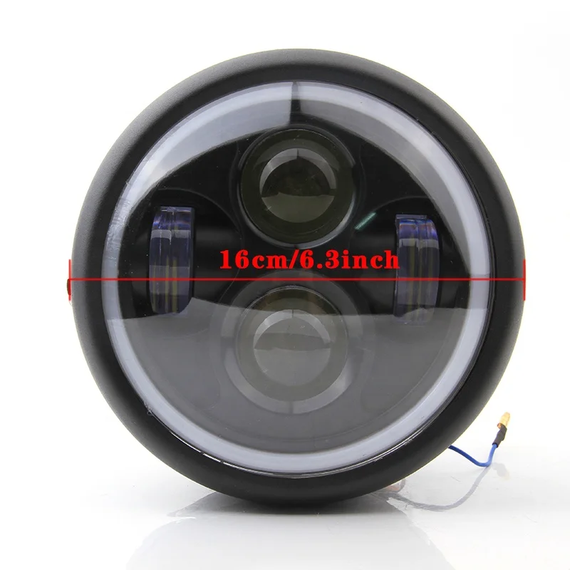16 см 6,3 дюймов Универсальный мотоцикл ближнего света фар Hi/короче спереди и длиннее сзади) луч для Harley Sportster Cafe Racer Подставка-поплавок для Go крейсера Ангел кольцо