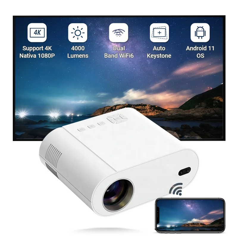 SXZ Projector - Portable 4K Smart Projector with Android 11