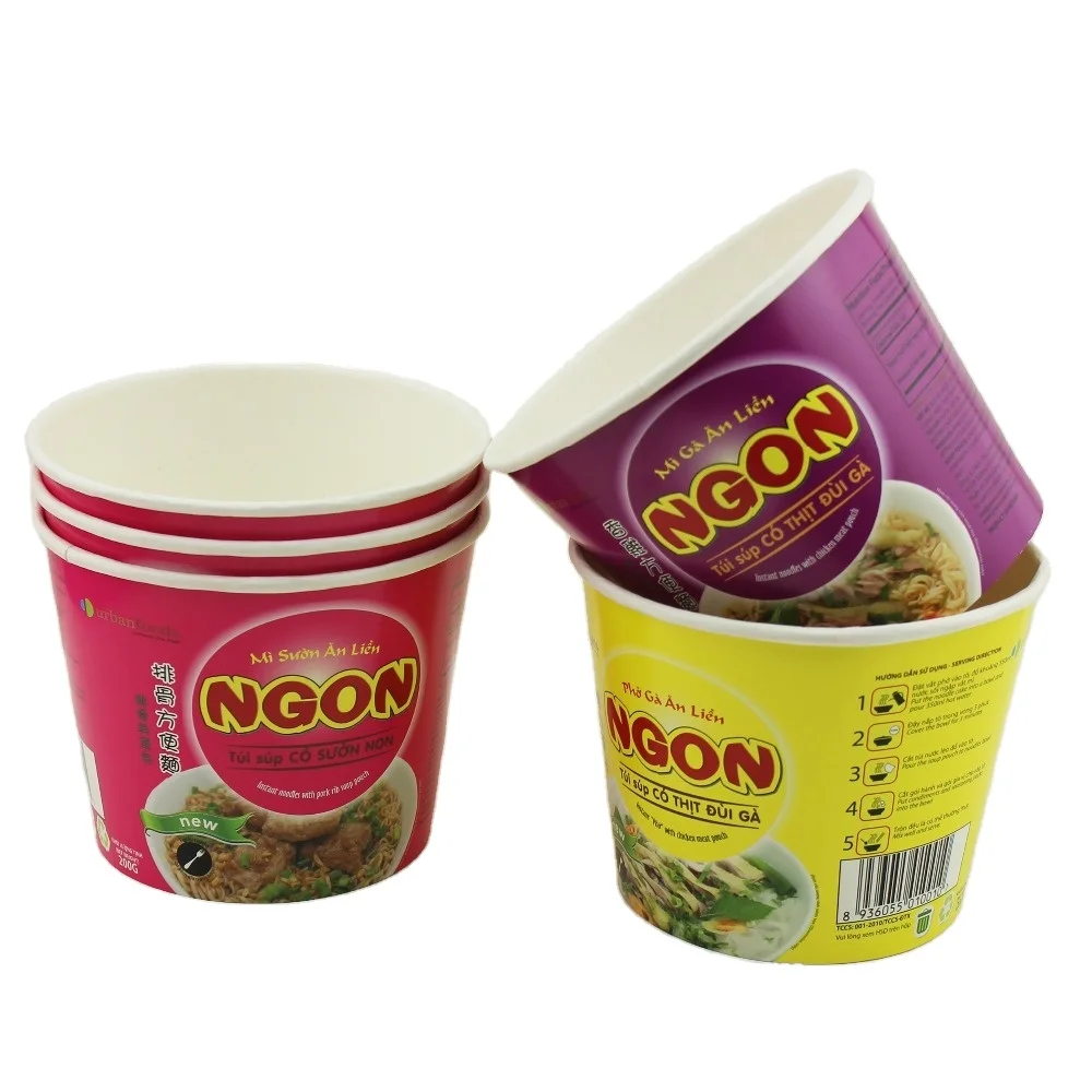 High Quality Disposable 500ml Paper Cup Lid Customizable Single Wall Design for Instant Noodles Soup Sandwich Sushi Sugar
