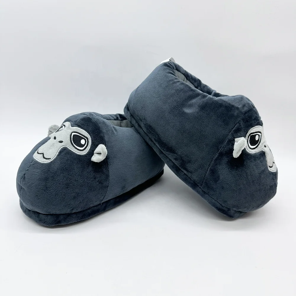 Character Slippers Gorilla House Shoes Soft Slippers Dark Gray