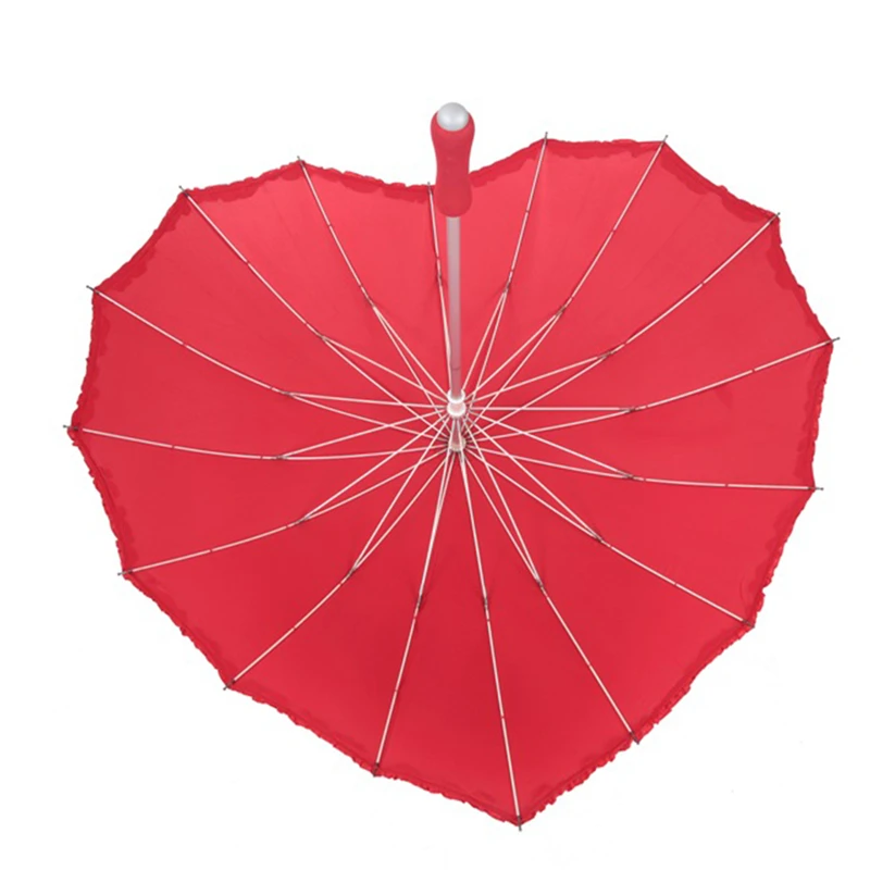 High Quality Red Color Women Wedding Heart Shape Umbrella