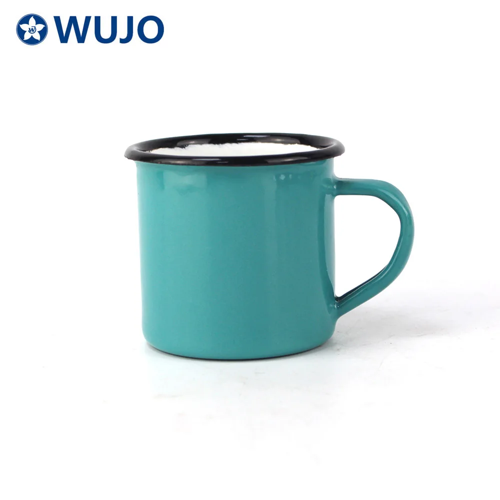 WUJO Small Retro Enamel Camping Coffee Mug Color Glazed 6cm Enamel Mugs