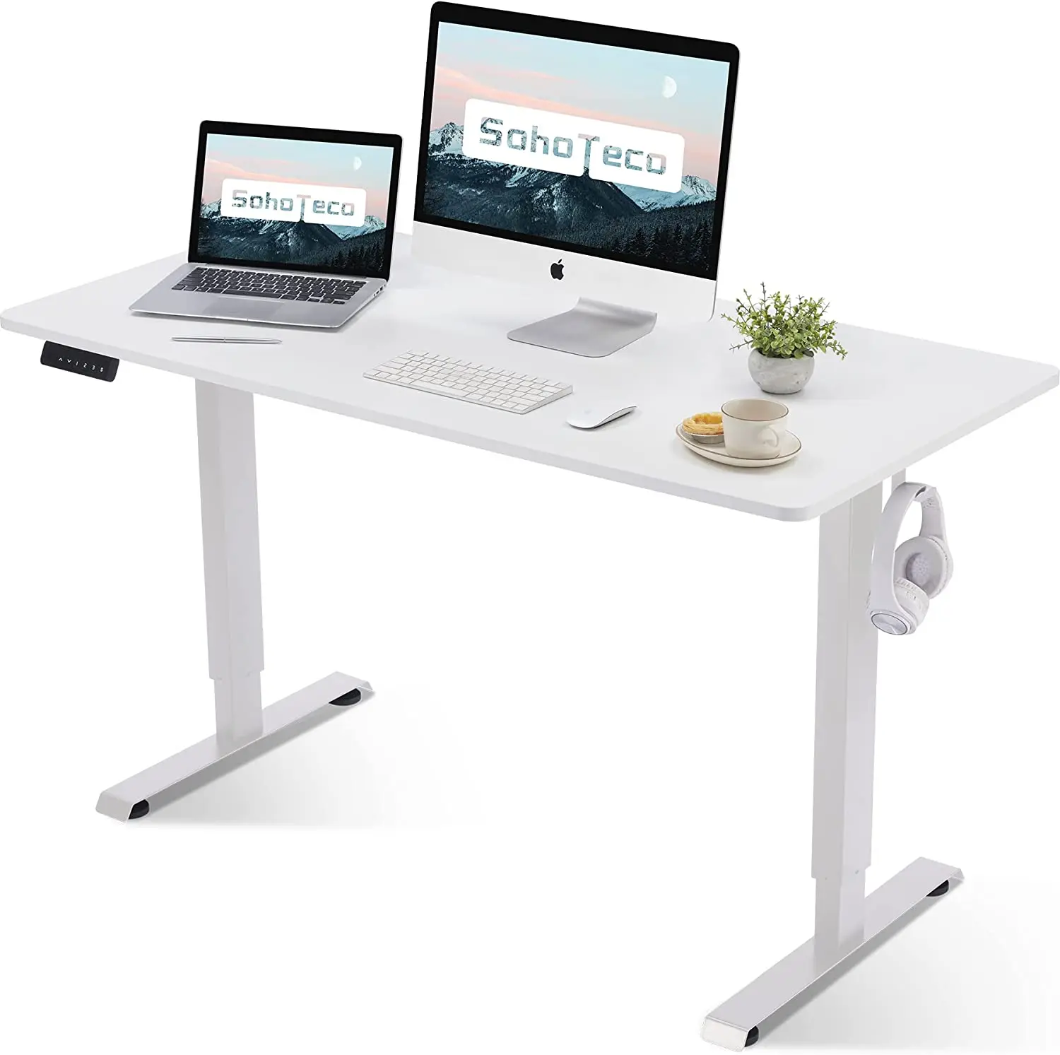 Electric Height Adjustable Desk With Memory Controller Single Motor