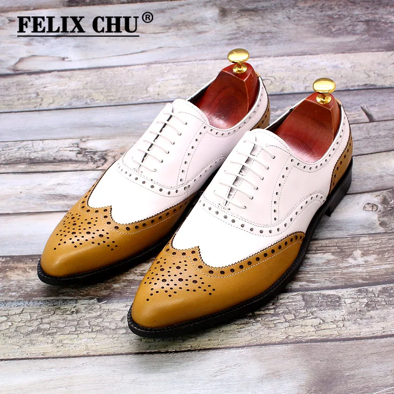 white and brown dress shoes Men's Golf Shoes Scottsdale 06 White Brown main image 1