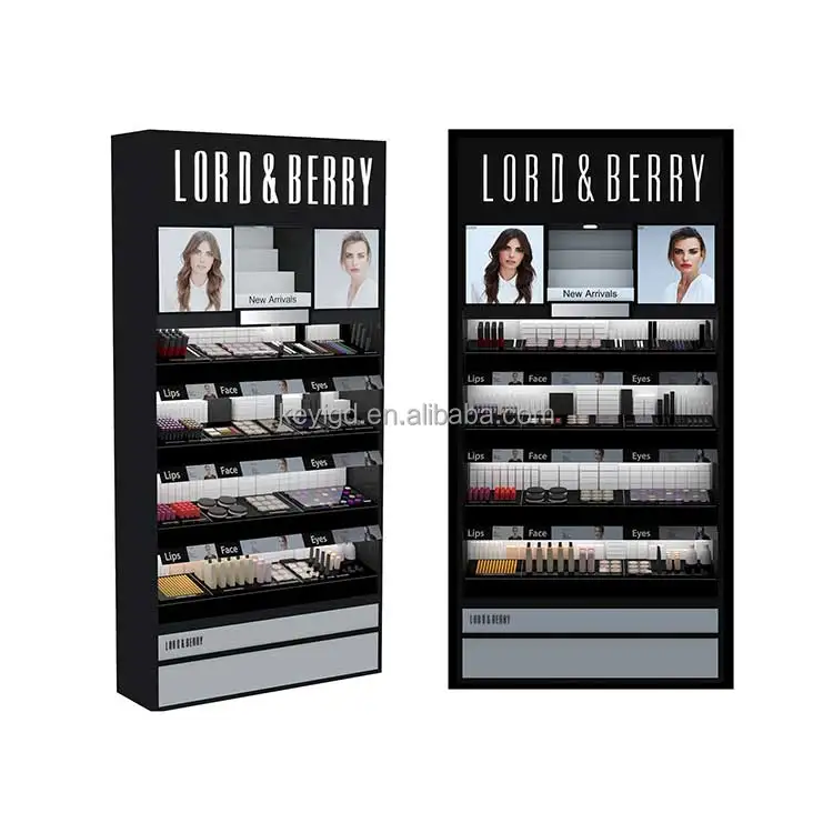 Luxury Retail Shop Furniture Makeup Stand Display Rack Wood Cosmetic