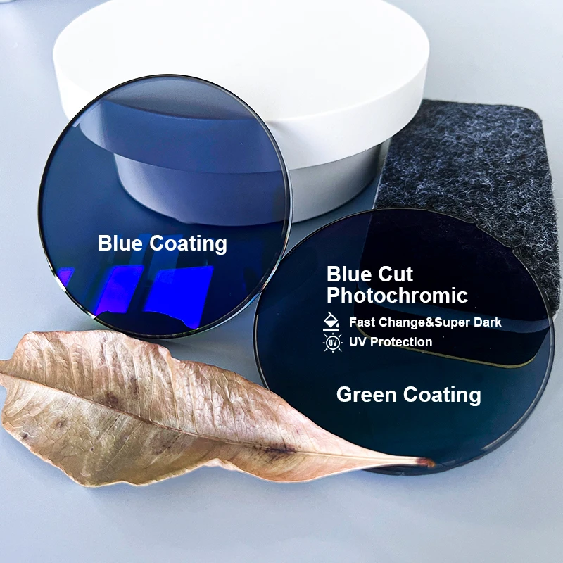 Photo Grey HC/HMC/SHMC Blue Block Wholesale Price Lenses Super Dark  Blue Cut UV 420 Lenses Photochromic AR Coating Lens