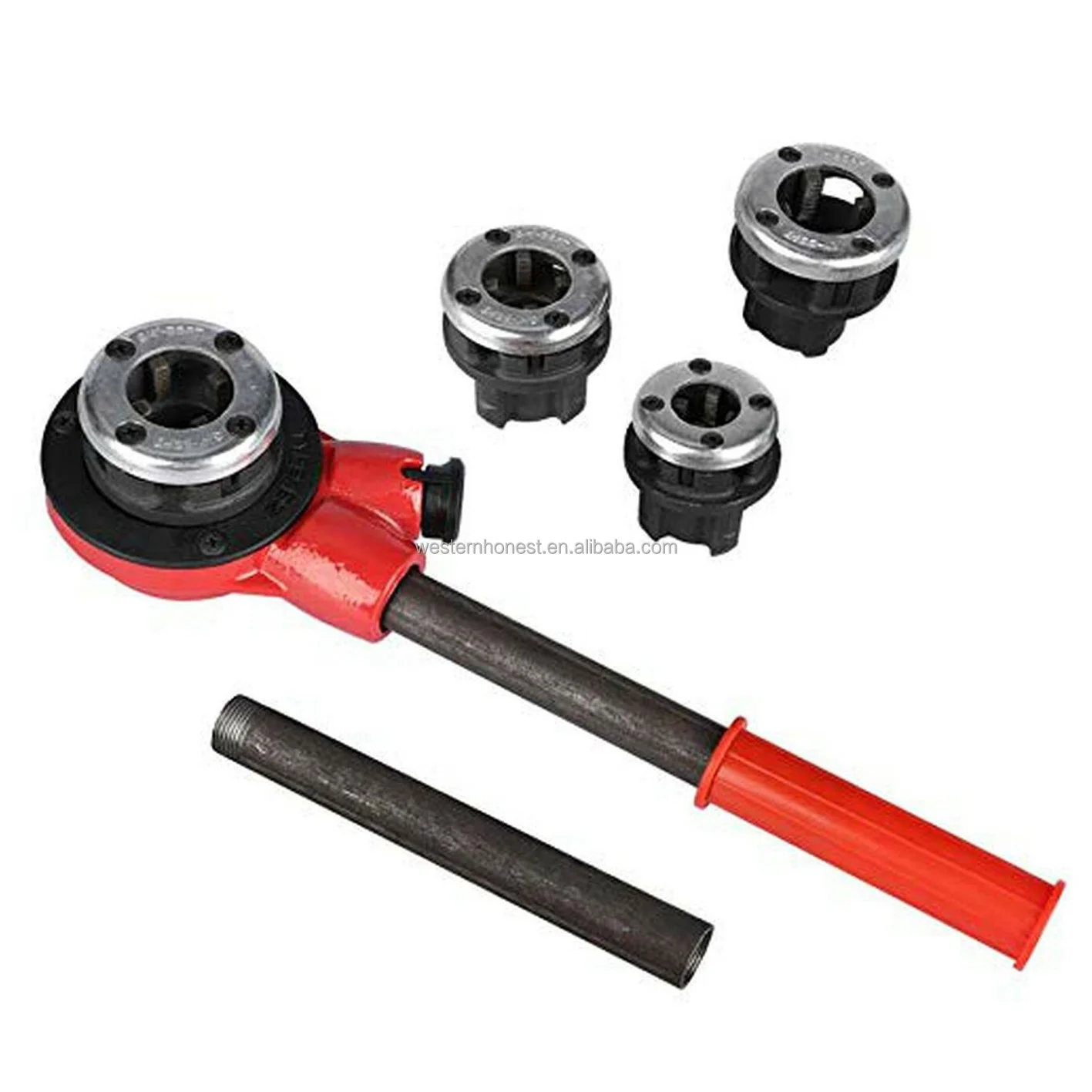 Manual Pipe Threader Tool Kit 4 Dies Ratchet Handle Threading Bar Head ...