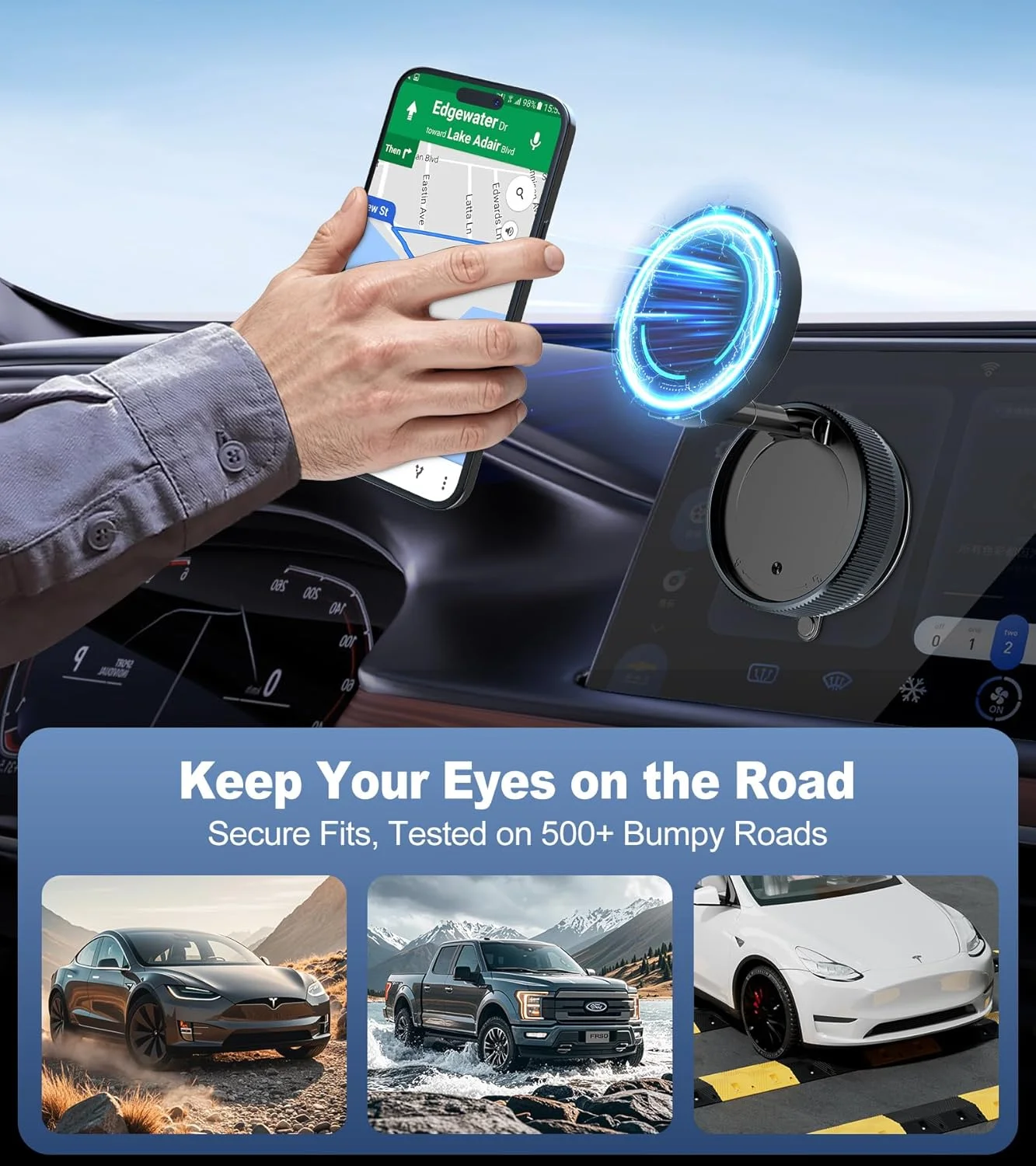 Support Téléphone Voiture à Ventouse - Rotation 360°, Compatible Tous Smartphones - Inclus Ornement Tournesol