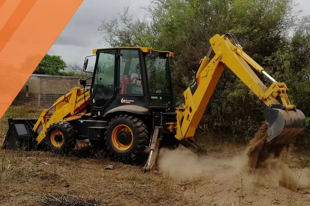 Factory Price Liugong Clg764 8.3 Ton 1m3 Bucket Excavator Wheel Backhoe Loader Front Excavator Back Loader Earth Moving Machine
