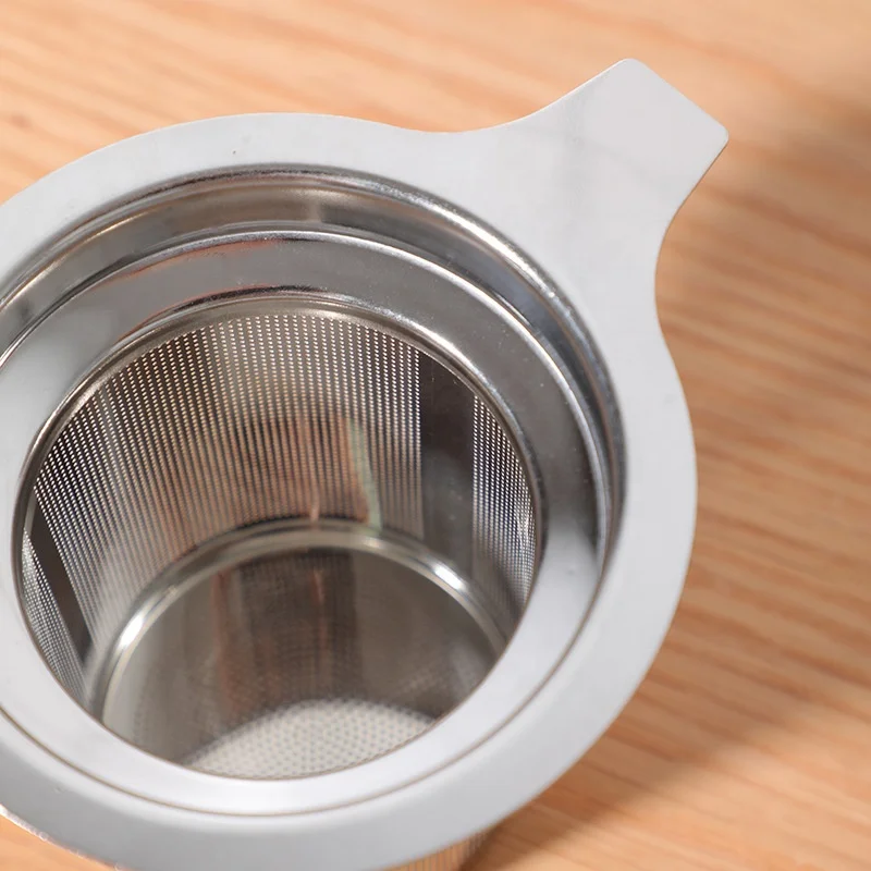 Good 304 Stainless Steel Tea Infuser Single Handle Silicone Lid Fine Mesh Large Capacity Teapots Mugs Cups Strainer Filter