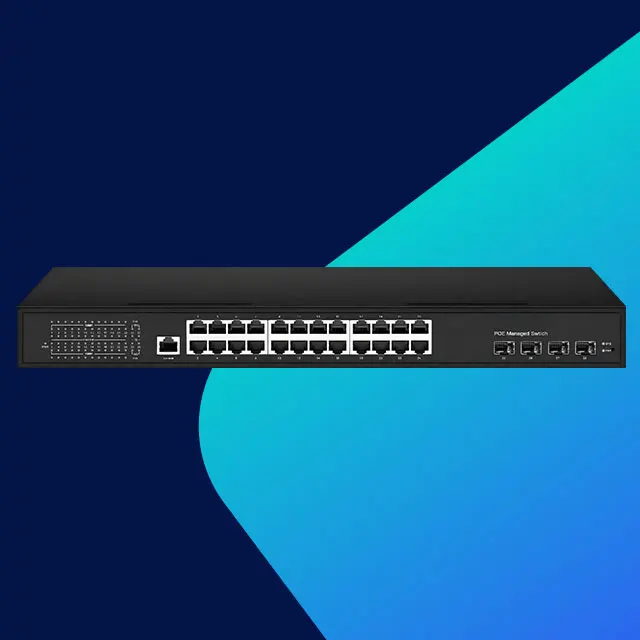 Rack Mount L3 Managed 400W Total PoE 24-Port Gigabit PoE+ Switch with 4x10G SFP+