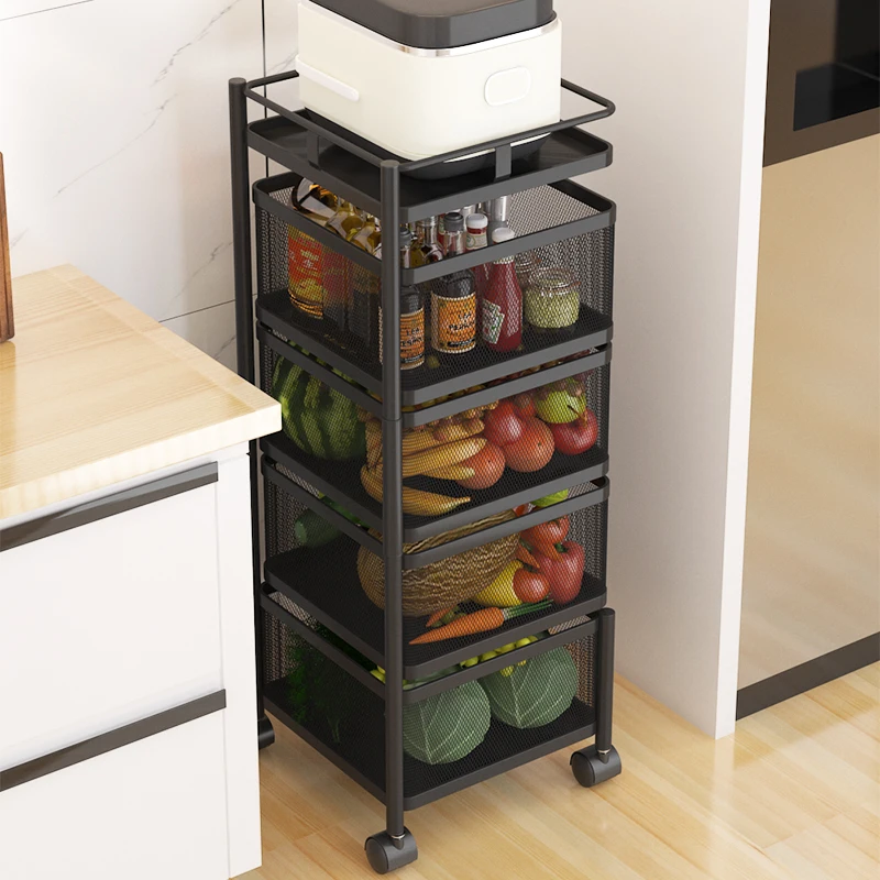 Multifunctional Metal Storage Rack Kitchen and Bathroom Rotating Basket