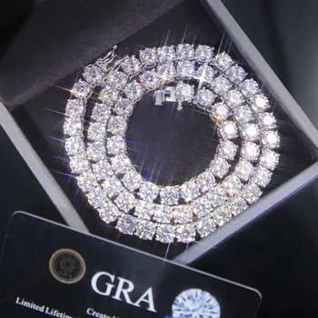 Hot-sale 6.5/5 mm Tennis Diamond Chain Necklace Bracelet S925 Silver VVS Moissanite Tennis Link Fine Jewelry for Men Women