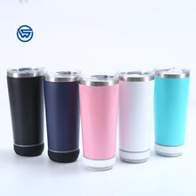 USB Wireless Music Sublimation 20 oz Stainless Steel Tumbler Bluetooth Speaker Water Bottle for Gym Outdoor Activity Mug