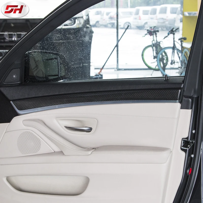 2 pcs Real Dry Carbon Fiber Interior Trims Car Interior Central control storage box cover for BMW F10 F18 5 series 2011-2017