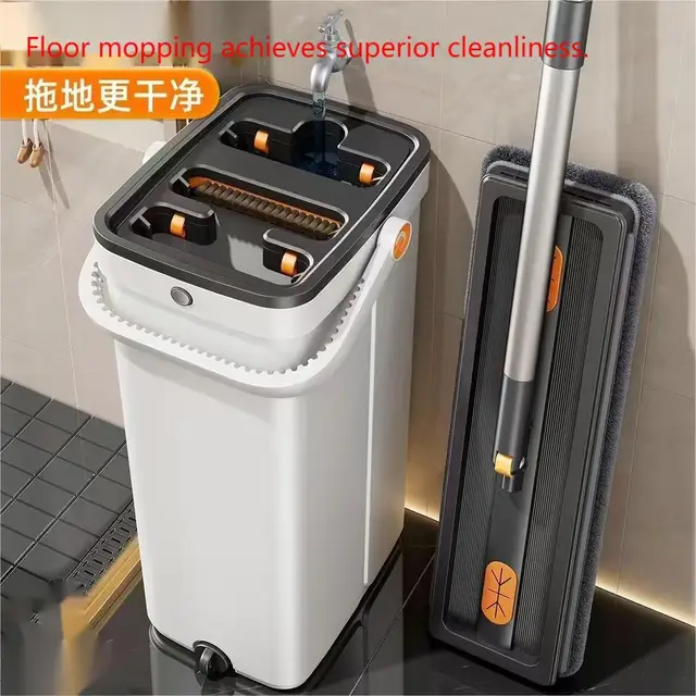 Factory-Produced 360 Degree Rotating Magic Mop Self-Washing Telescopic Handle Dry Wet Cleaning Set Steel Bucket Plastic Basket