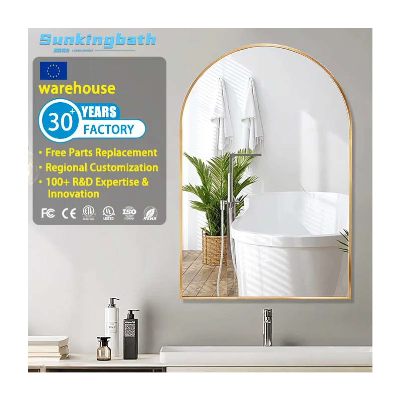 Luxury Arch Aluminum Frame Mirror High Quality Wall Mount Bath Mirrors Decorative Mirror for Home Bathroom