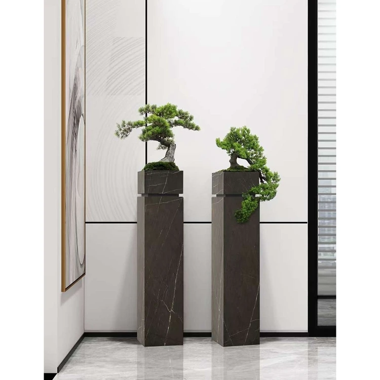 Natrliche schwarze Marquina und graue Marmor vasen Set Blumentpfe Pflanz  gefe Indoor dekorative Pflanzen topf