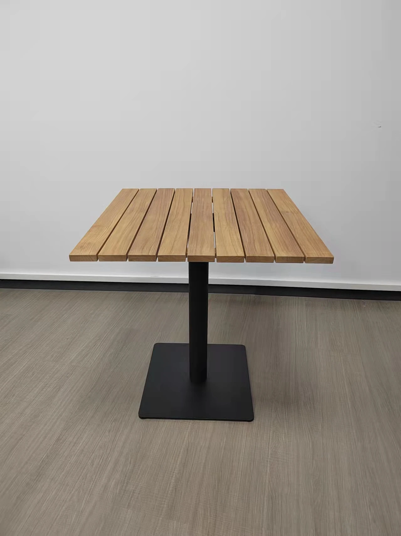 Restaurant Outdoor Teak Slat Square Table Natural Wood Round Dining Table Top