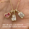 Real solid 18k gold lab diamond  pendant
