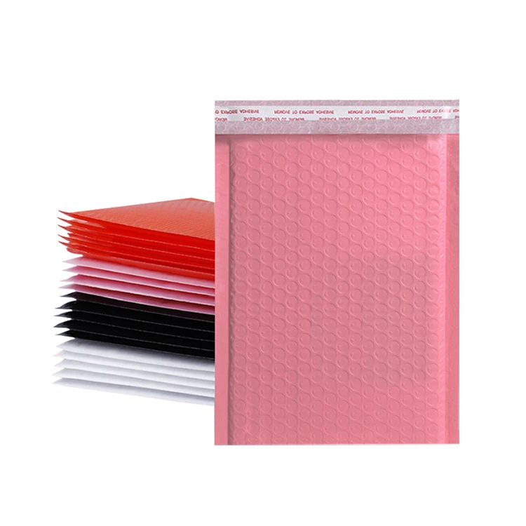 Полиэтиленовая косметичка, розовая сумка-конверт с пузырчатой пленкой