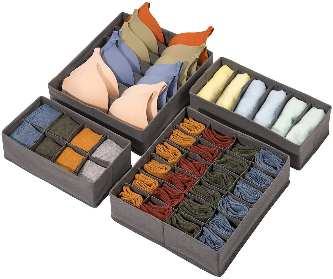 New drawer type divided underwear storage four-piece set of multi-cell saving organizer factory wholesale supplier