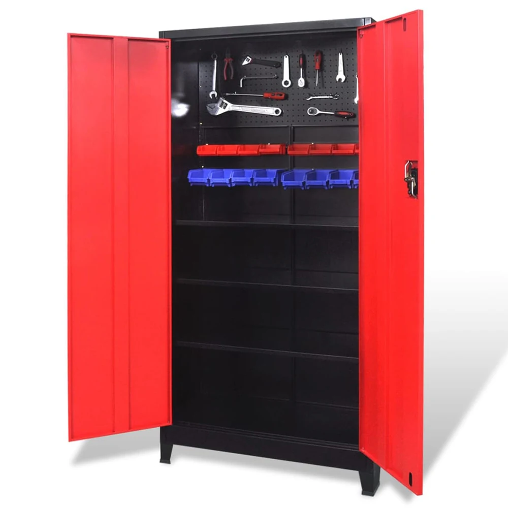 Customized Garage Workshop Car Storage Metal Tool Cabinet, Cupboard 2 Doors 3 Drawers with Pegboard Rack factory